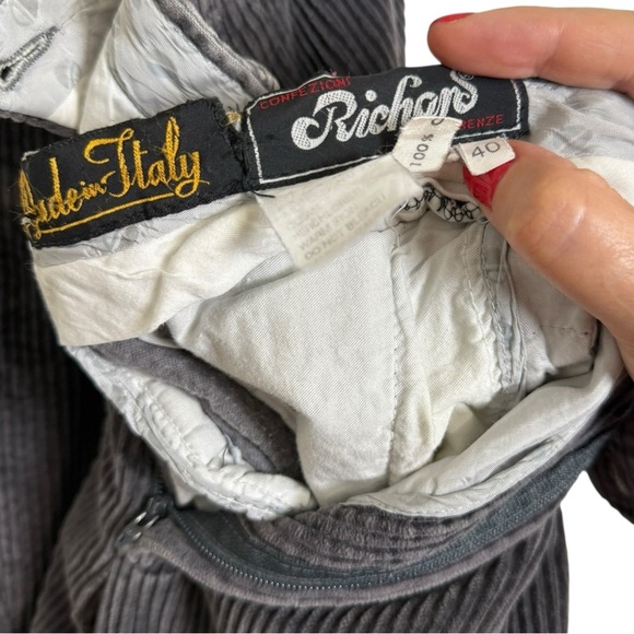 Vtg Corduroy Trouser Pants Men’s Size 40 = XL Grey Cotton Made in Italy 80s 90s - Picture 2 of 7